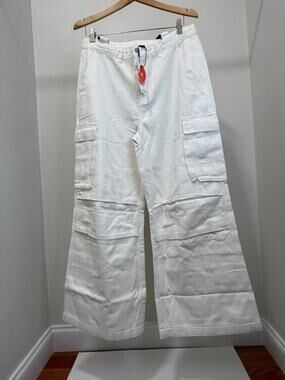 Cider Wide Leg Cargo Pants Removable Suspenders Beige NWT XL